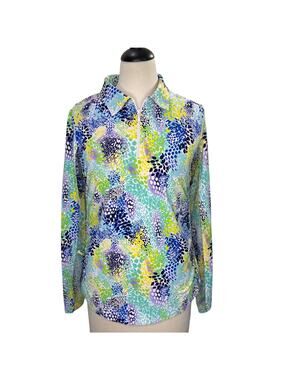 IBKUL Size S Top Lessie Long Sleeve Zip Mock UPF 50+ Tennis Golf Pickleball